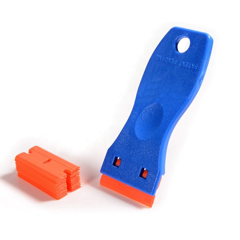 CANOPUS Plastic Scraper with 10 Plastic Razor Blades, Sticker Remover, Scraper Tool for Kitchen, Window, Glass, Decals, Labels, Stove Top, Paint - Image 1